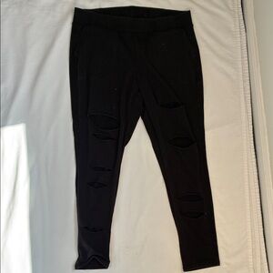 Torrid Black Leggings Size 2 Distressed Fishnet